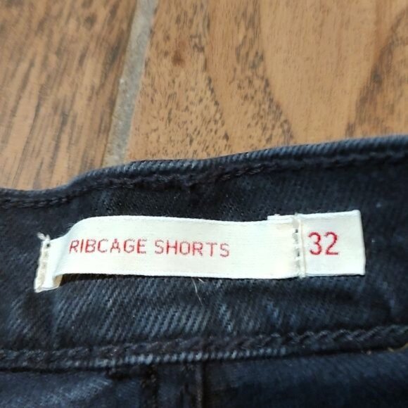 Levi 32 Ribcage shorts high waist cutoff black denim jean - Picture 5 of 9